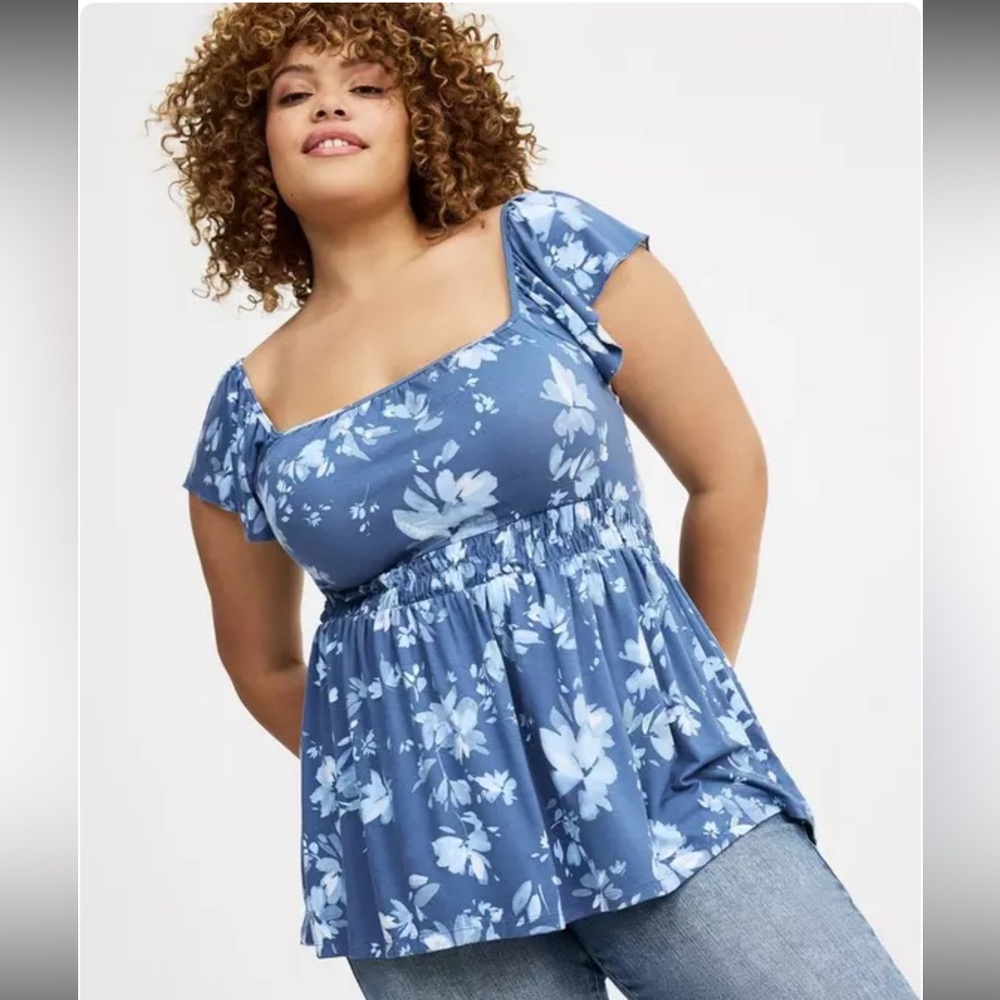 Cinched Waist Babydoll Tank Powder Blue Torrid 1